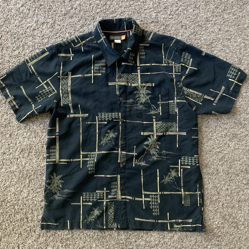 Quiksilver‎ Button Up Shirt Men's Medium Tropical Short Sleeve Hawaiian